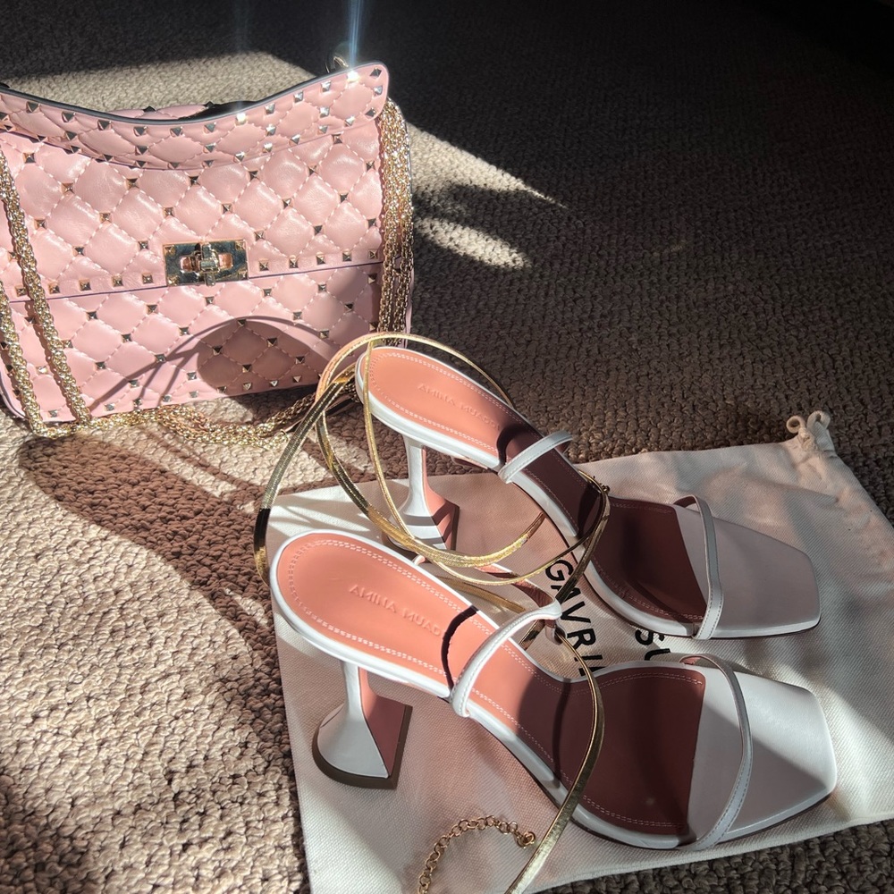 Amina Muaddi Henson ankle wrap sandals